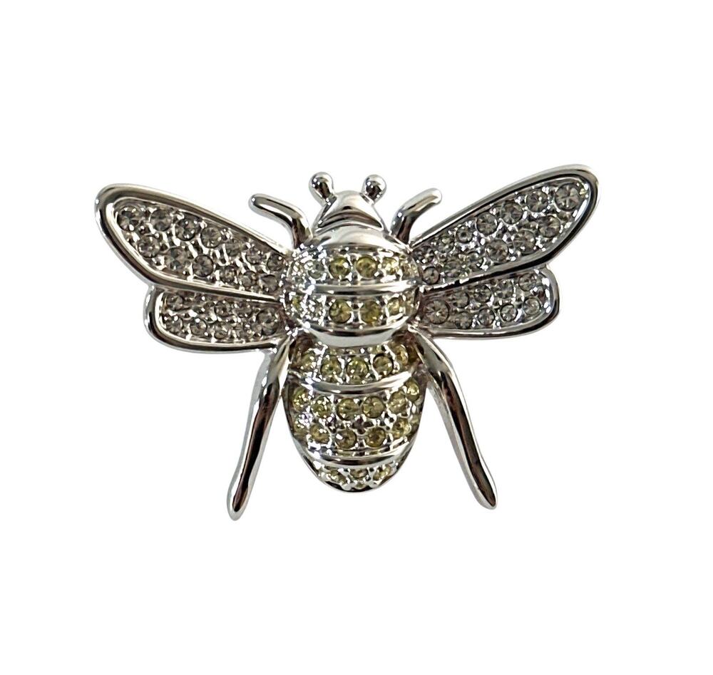 Swarovski 2007 Bumble Bee Pin 906154 Clear Jonquil Crystal Retired 1.25”